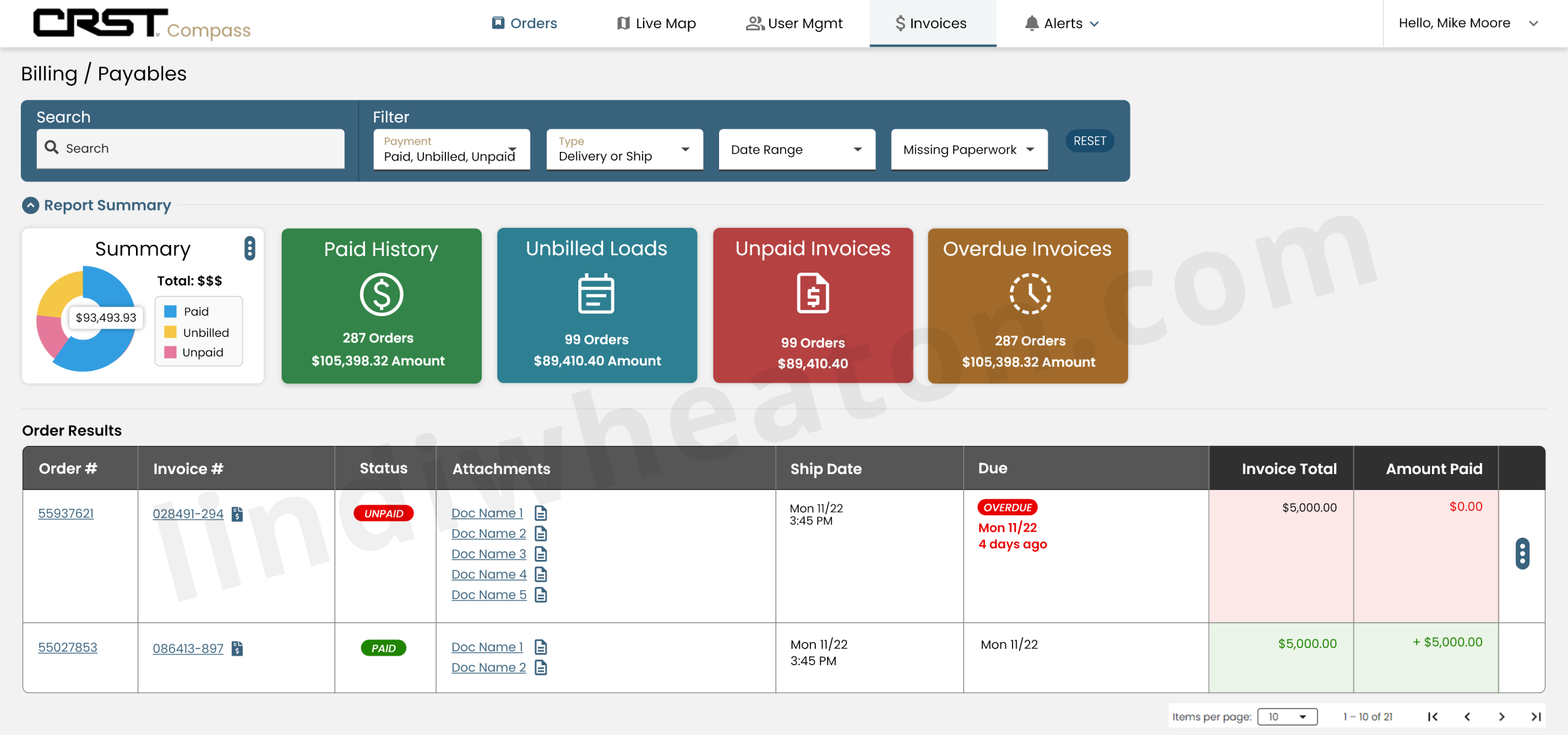 Carrier portal onboarding overview with steps for profile, compliance and payments