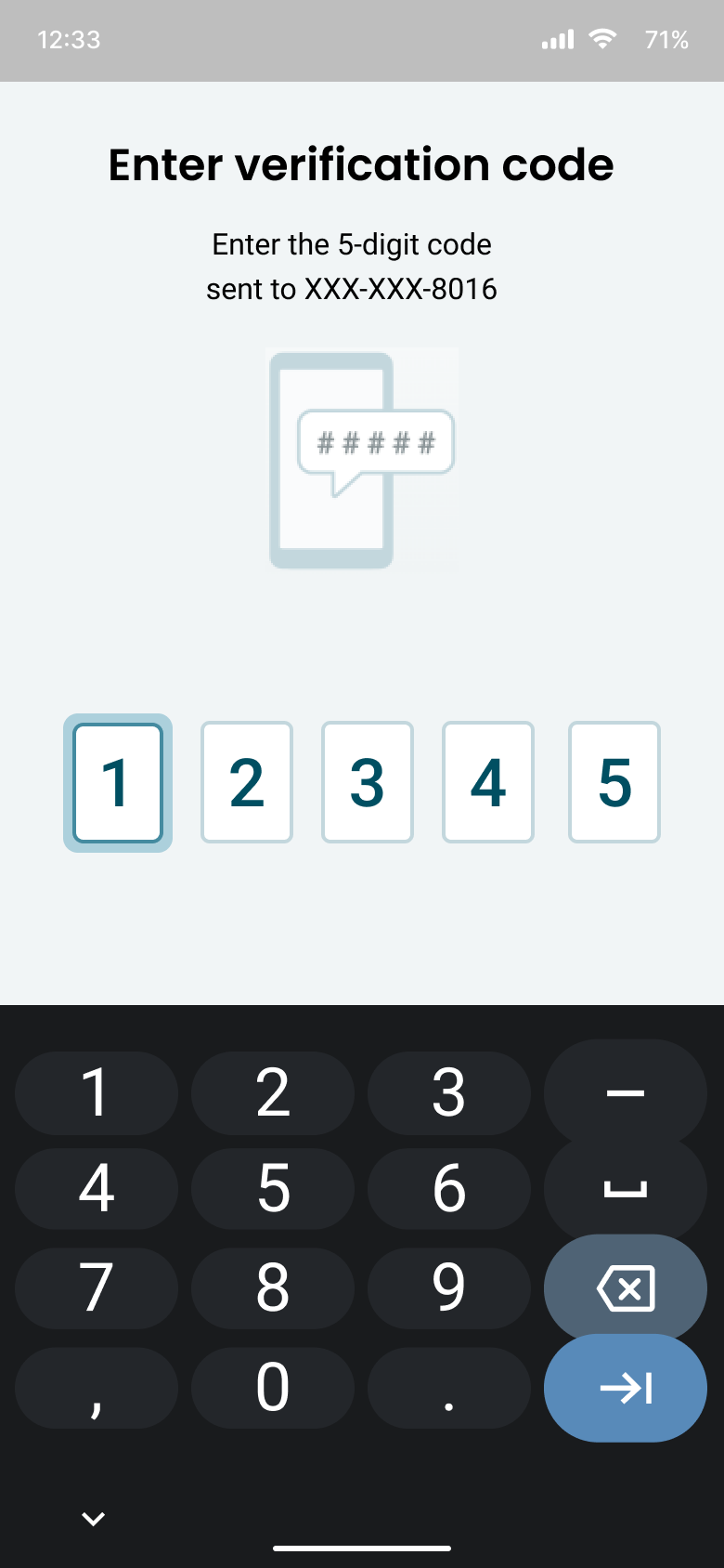 Driver mobile app one-time passcode entry screen with countdown and resend