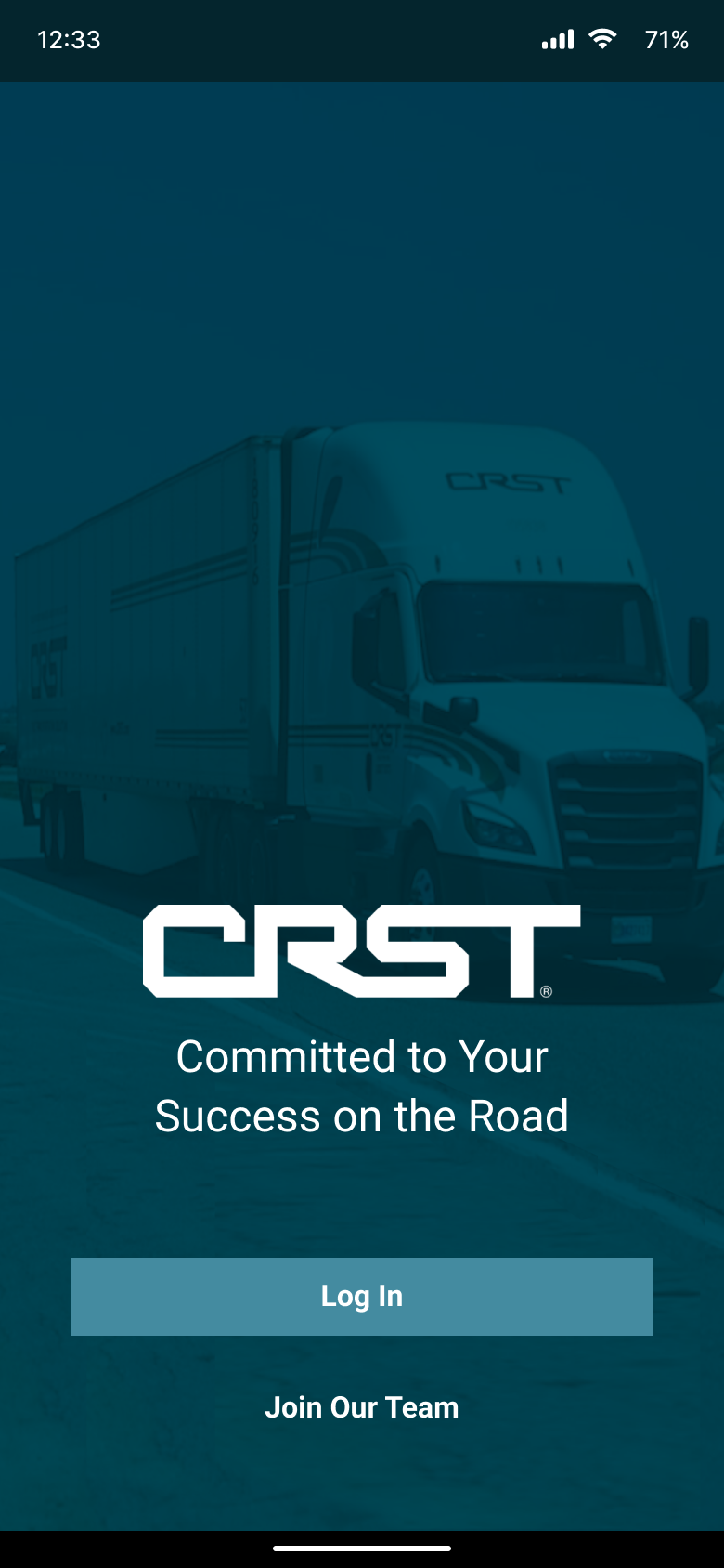 Driver mobile app welcome and sign-in screen