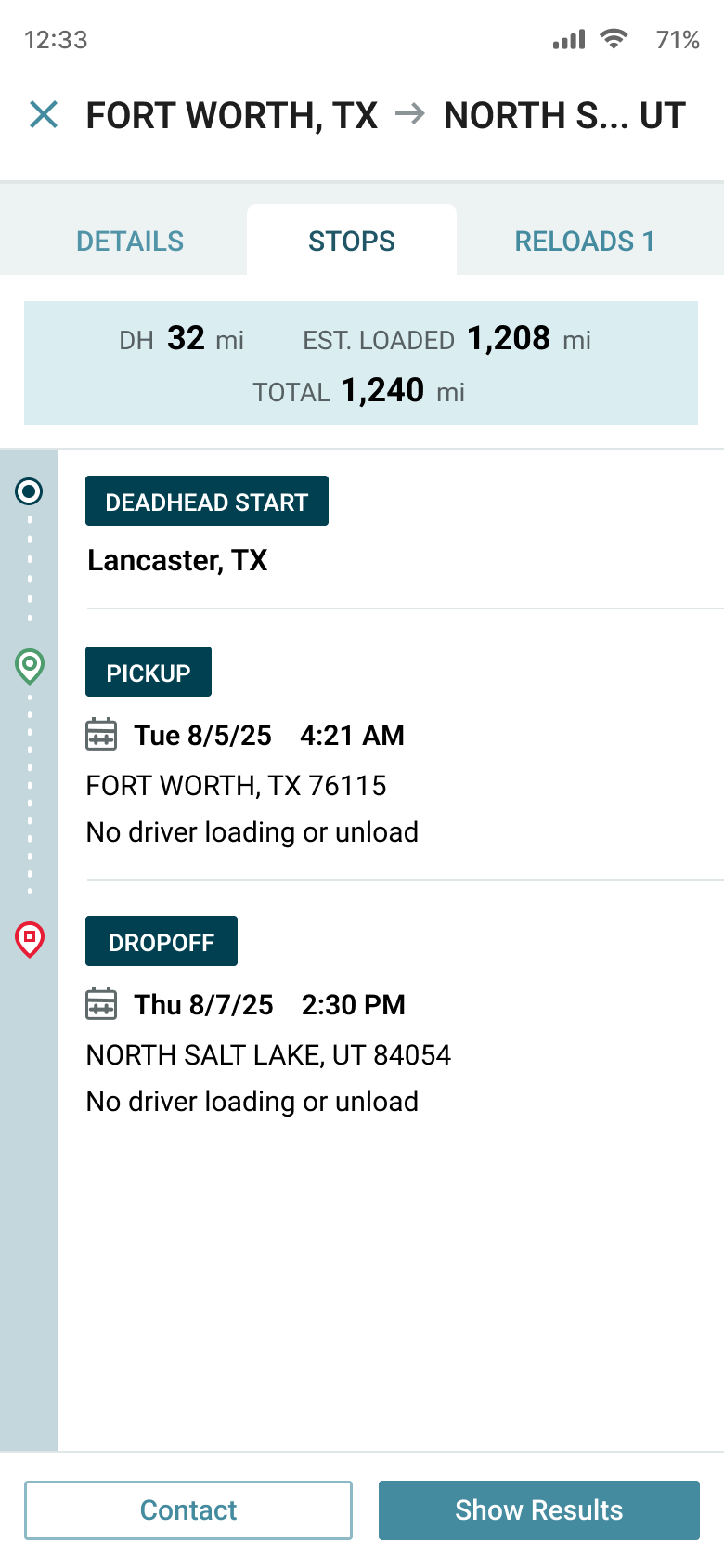 Transportation Routing Timeline UI