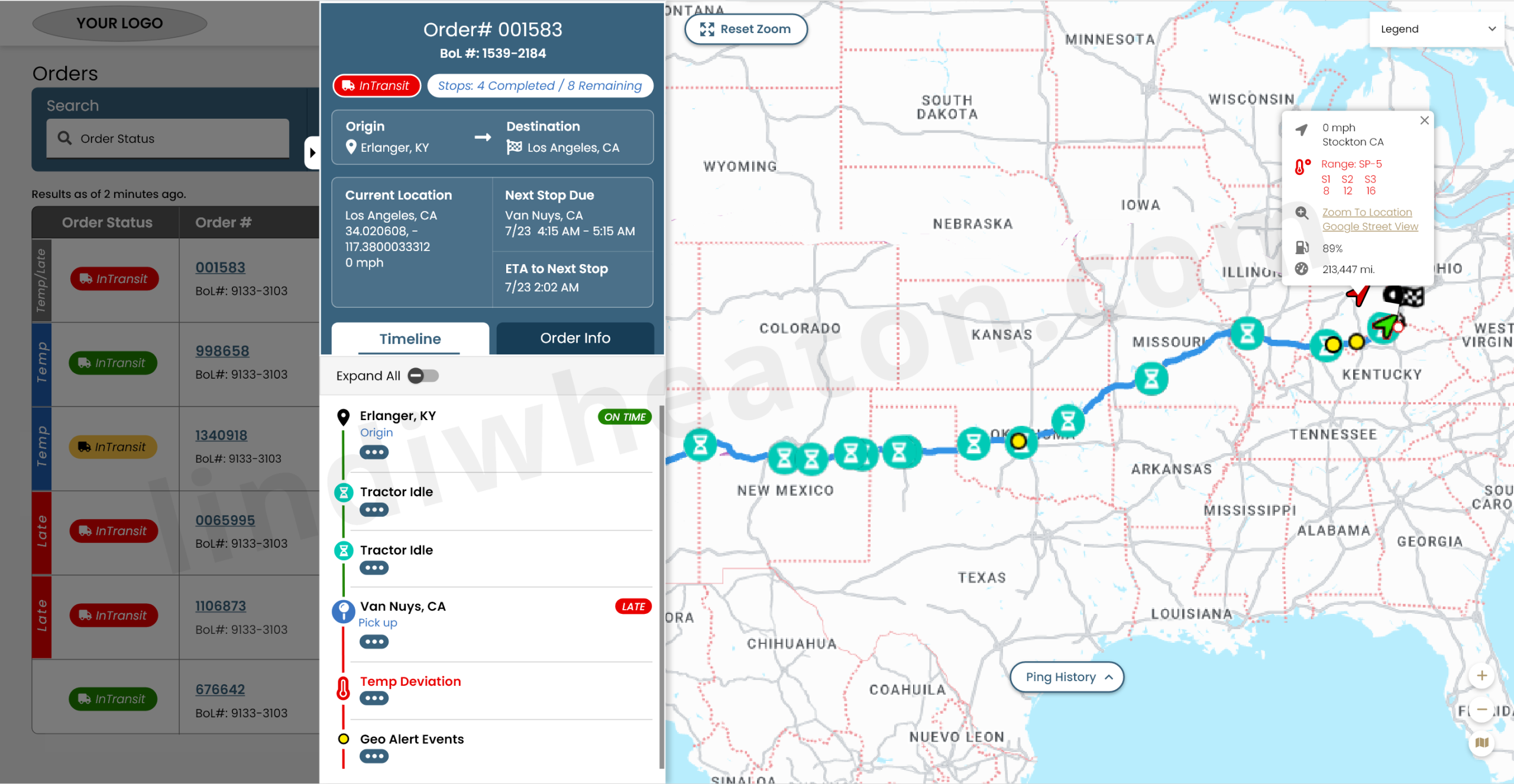 Carrier portal operations dashboard with tenders, tracking and settlements widgets