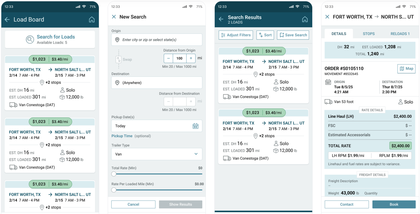 Driver mobile application workflow interface