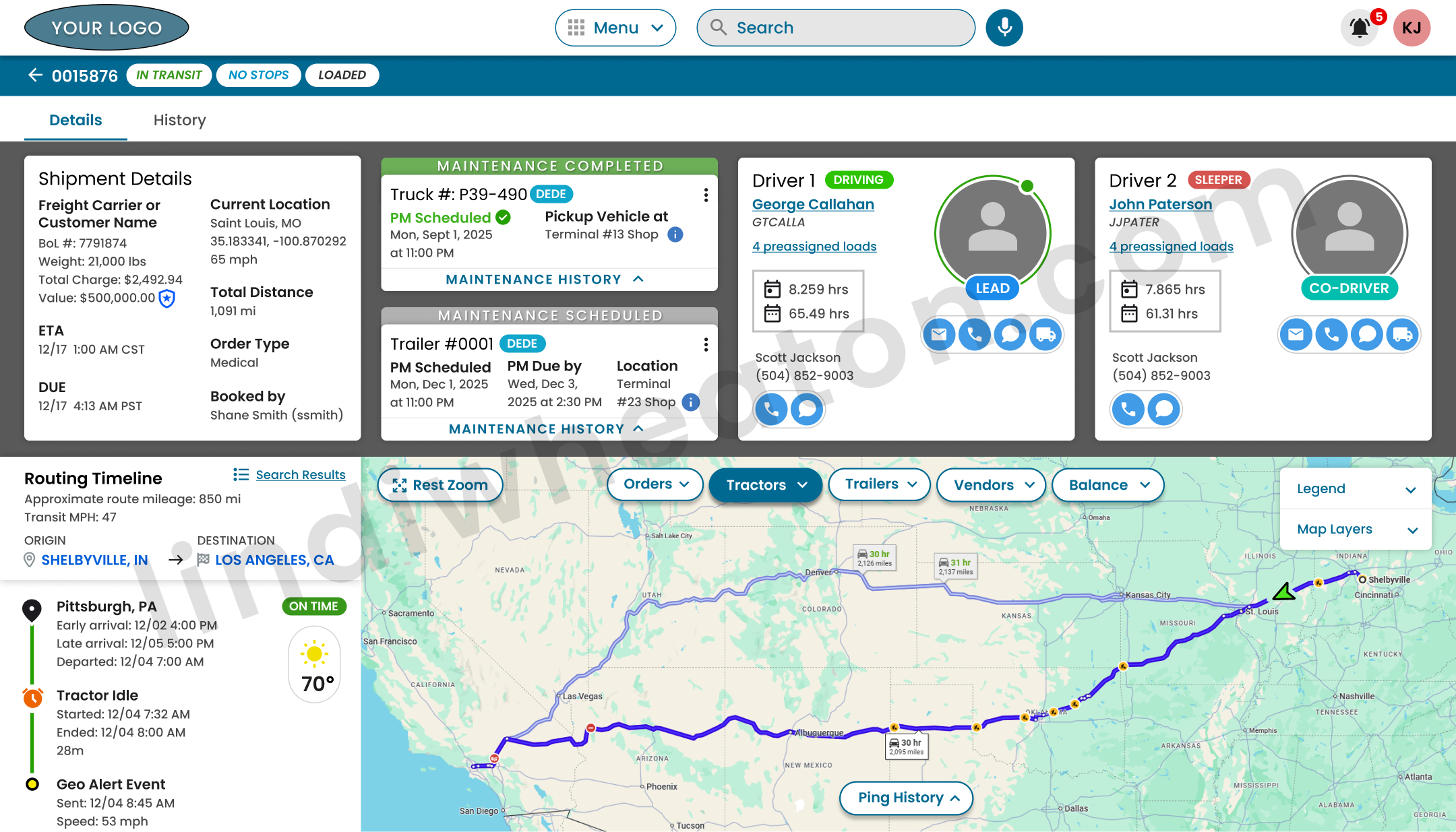 Logistics & Transportation Dispatch UI